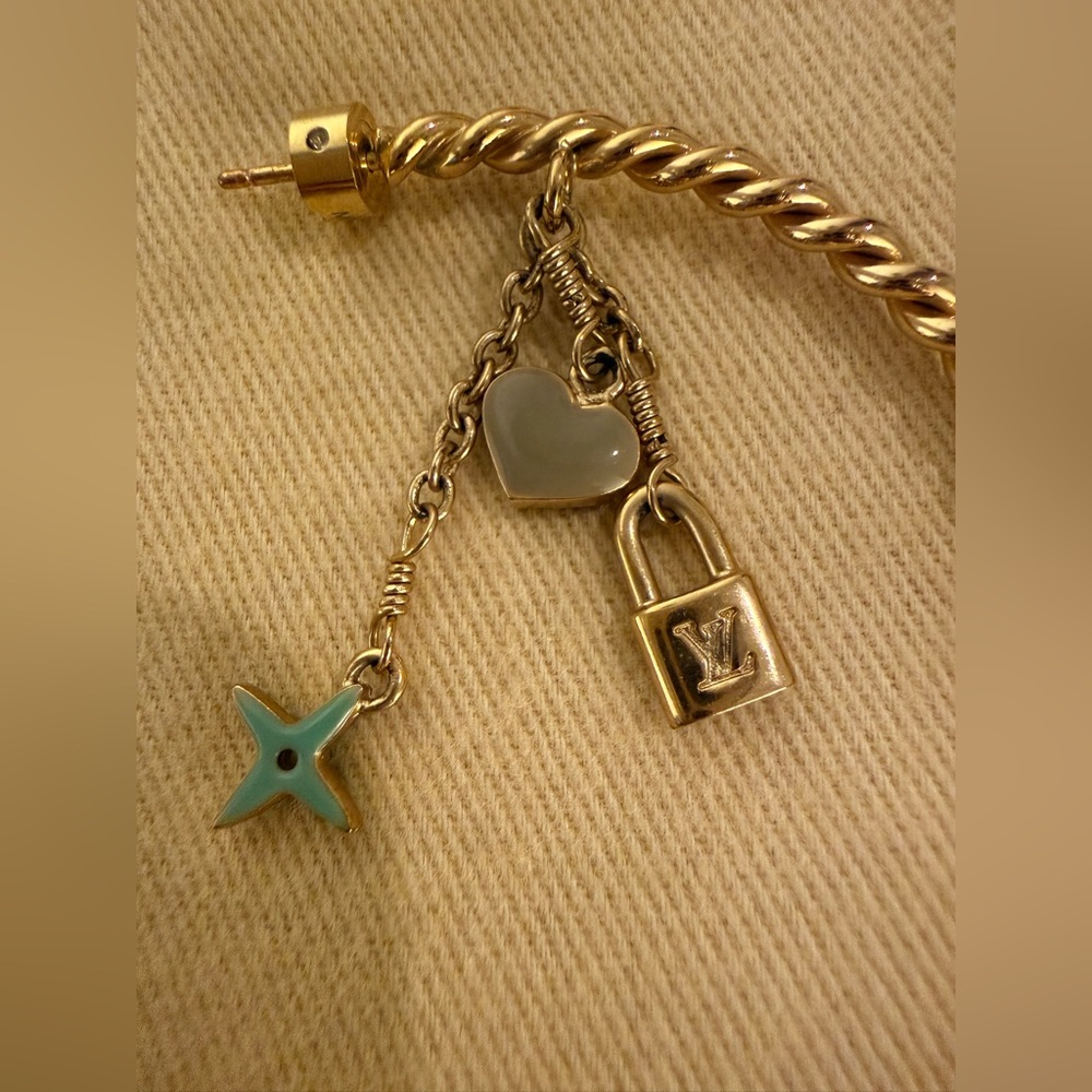 Louis Vuitton Creole Sweet Monogram Gold Hoop Earrings - Picture 5 of 6